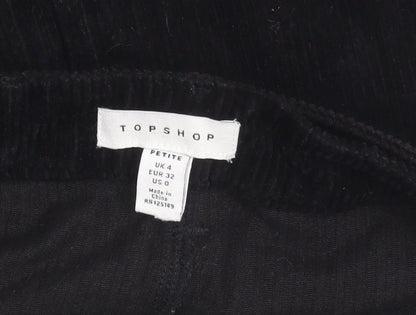 Topshop Women’s Black Corduroy Short Skirt UK 4 Petite Zip Buckle