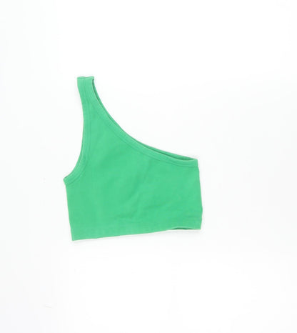 Zara Women’s Green One Shoulder Cropped Tank Top XS