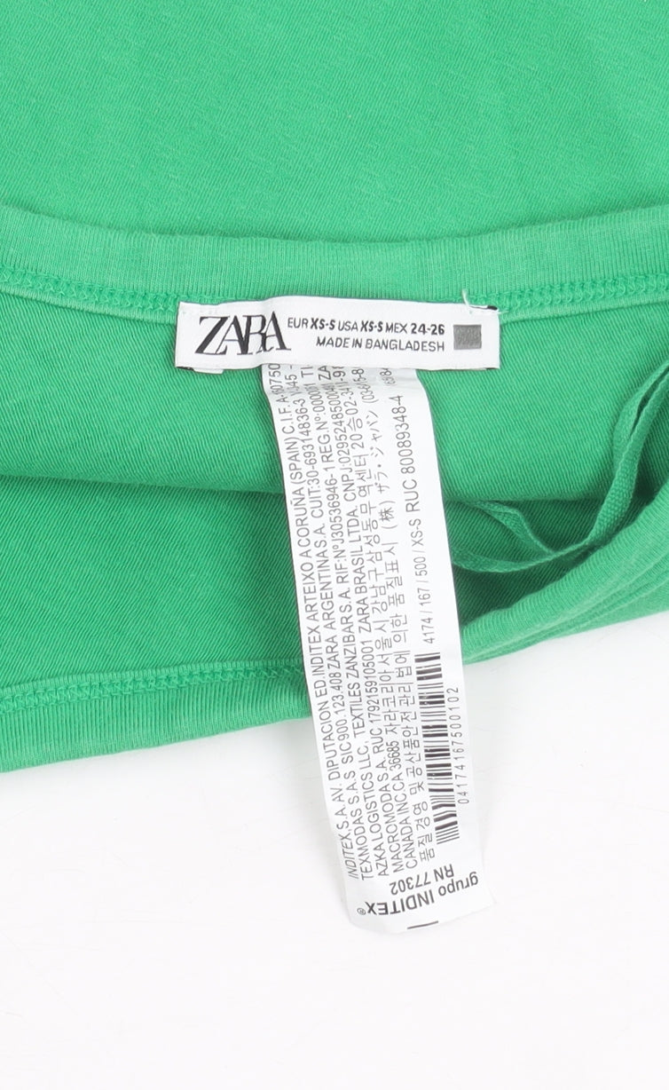 Zara Women’s Green One Shoulder Cropped Tank Top XS