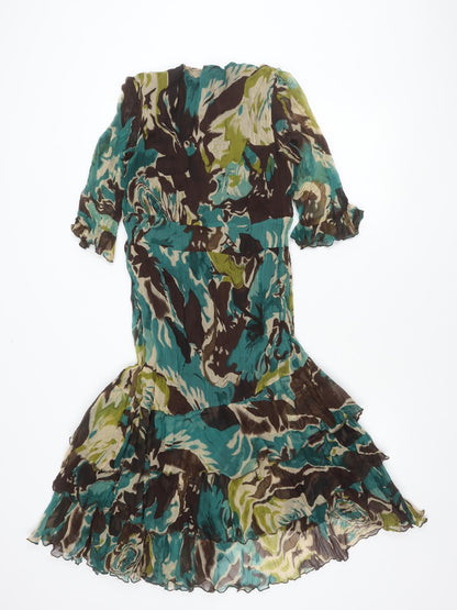 Chilli Pepper Women’s Floral Asymmetric Fit & Flare Dress UK 12