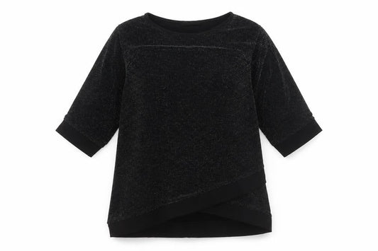 Quiz Women’s Black Glitter Tunic Blouse Size 12 Party Top