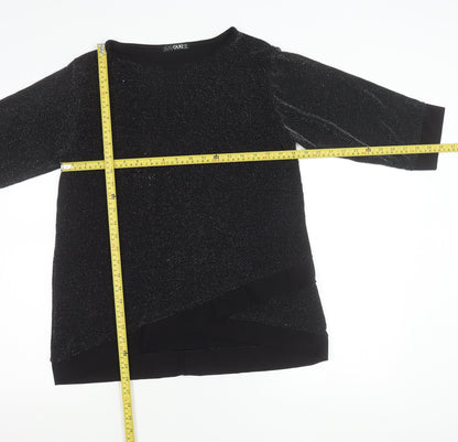 Quiz Women’s Black Glitter Tunic Blouse Size 12 Party Top