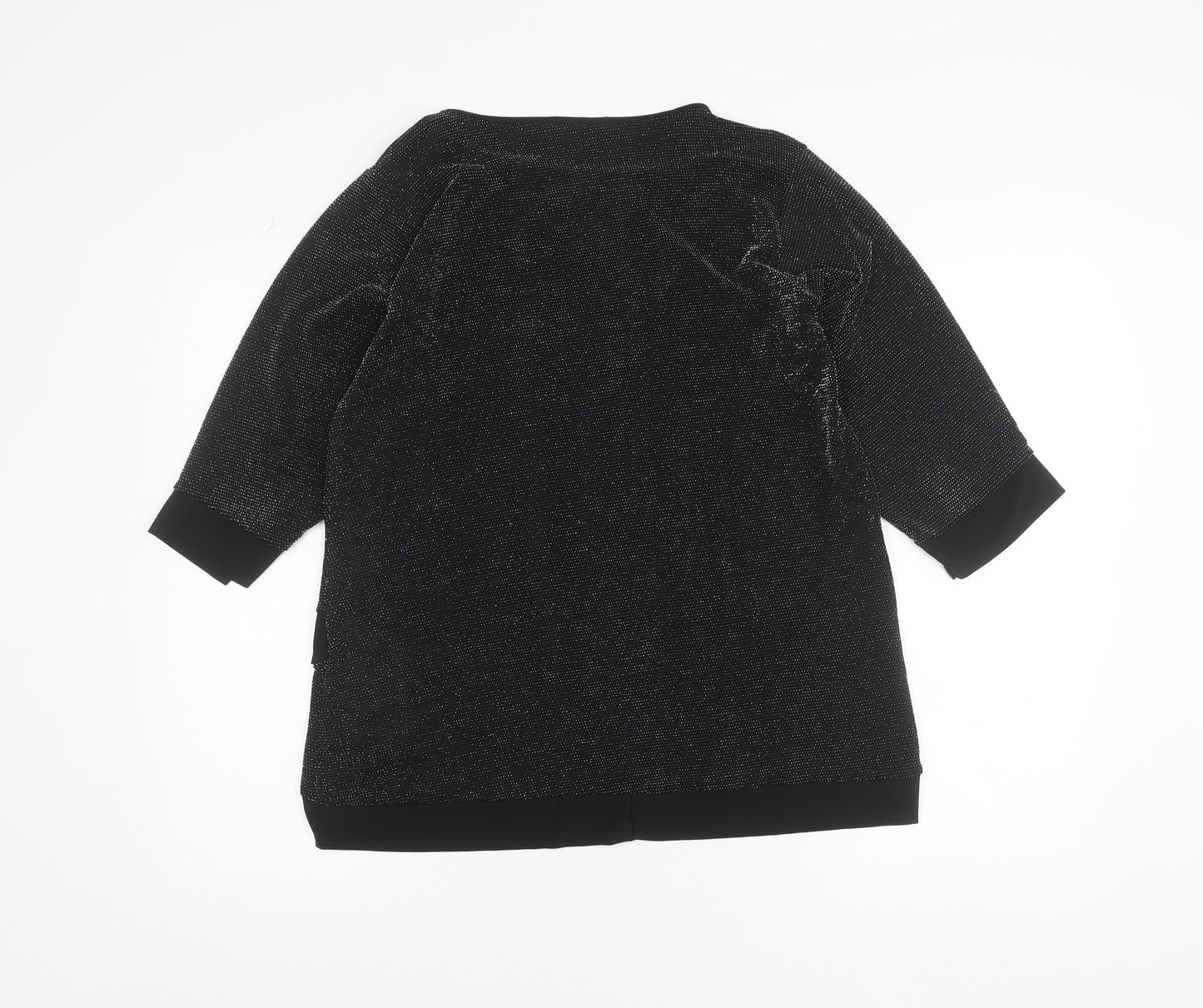 Quiz Women’s Black Glitter Tunic Blouse Size 12 Party Top