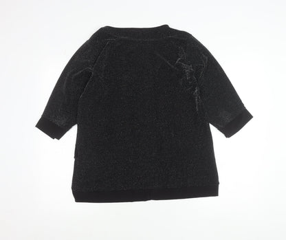 Quiz Women’s Black Glitter Tunic Blouse Size 12 Party Top