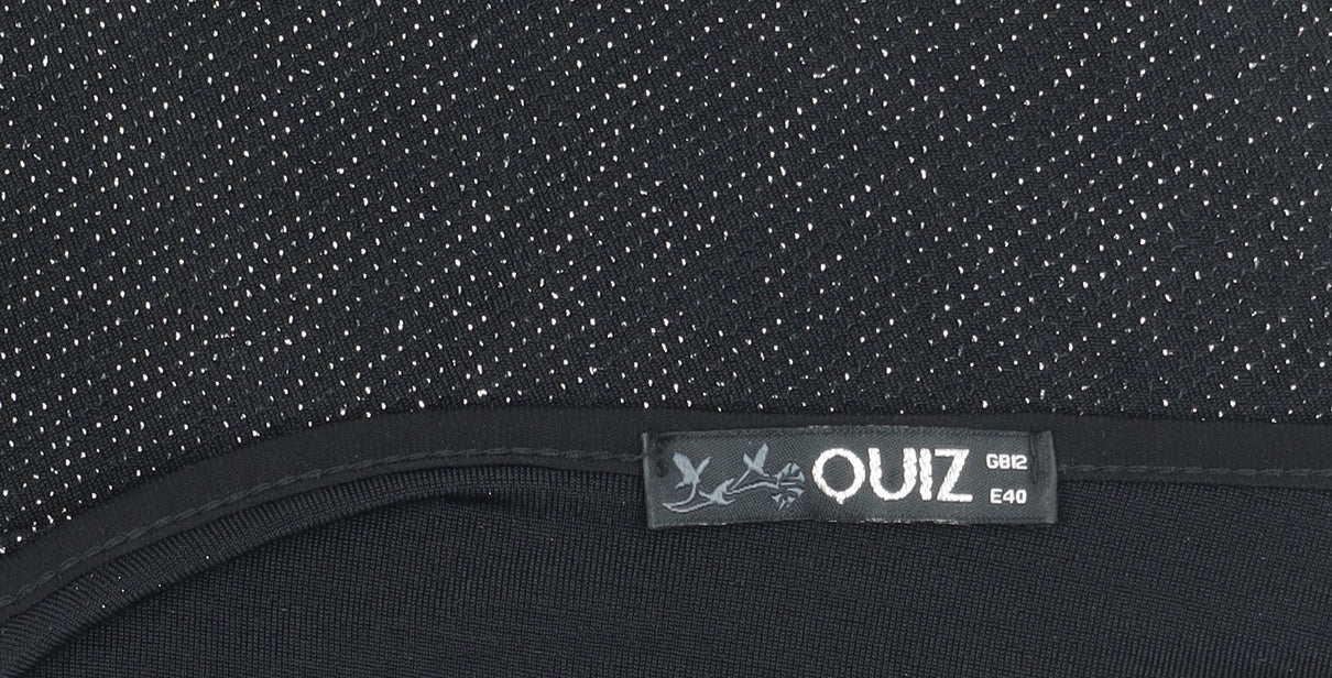 Quiz Women’s Black Glitter Tunic Blouse Size 12 Party Top