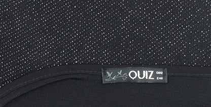 Quiz Women’s Black Glitter Tunic Blouse Size 12 Party Top