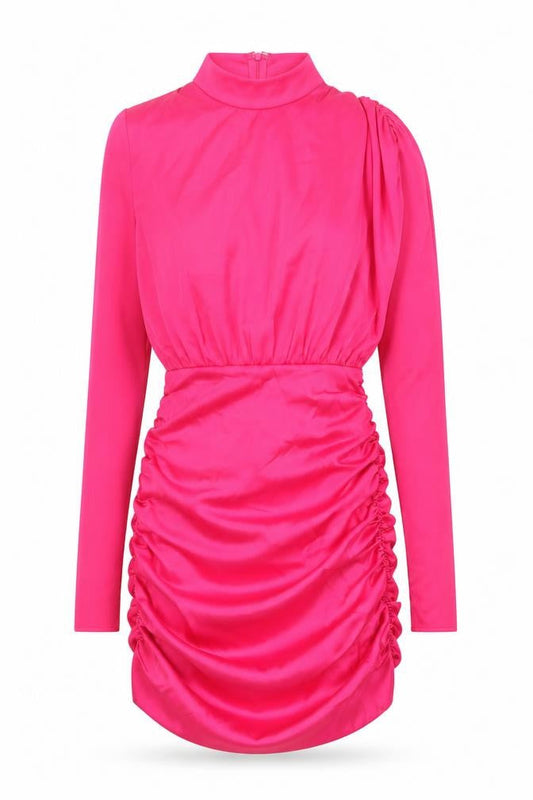 Rare London Women's Pink Size 8 Bodycon Mini Dress Ruched Long Sleeve