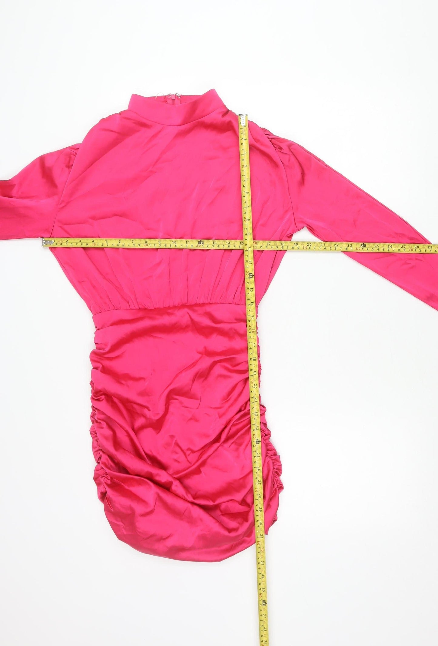 Rare London Women's Pink Size 8 Bodycon Mini Dress Ruched Long Sleeve