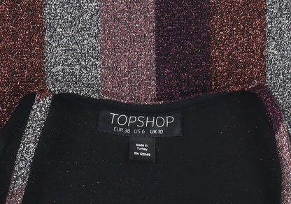 Topshop Womens Multicoloured Glitter Striped Halter Cropped Tank Top Size 10