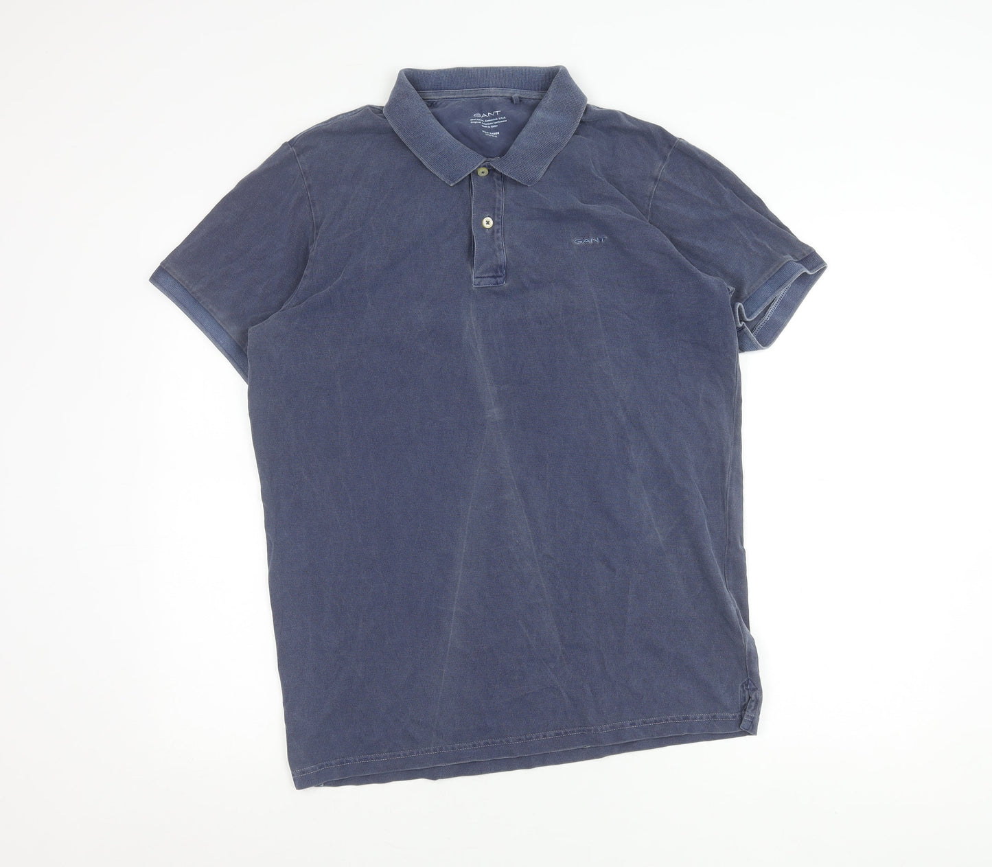 Gant Men's Blue Cotton Polo Shirt Size L Short Sleeve Casual