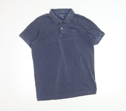 Gant Men's Blue Cotton Polo Shirt Size L Short Sleeve Casual
