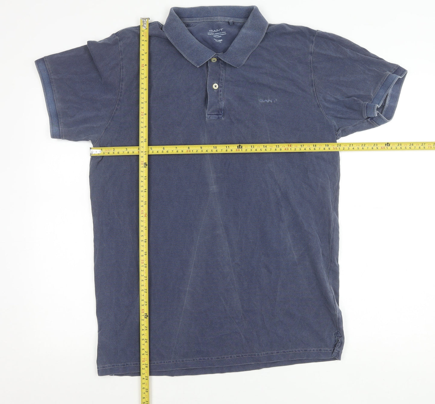 Gant Men's Blue Cotton Polo Shirt Size L Short Sleeve Casual