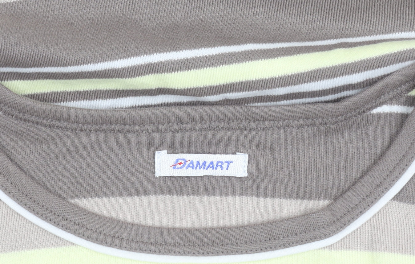 Damart Women’s Brown Striped 3/4 Sleeve Cotton T-Shirt UK 14/16