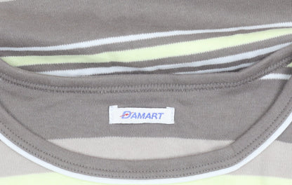 Damart Women’s Brown Striped 3/4 Sleeve Cotton T-Shirt UK 14/16