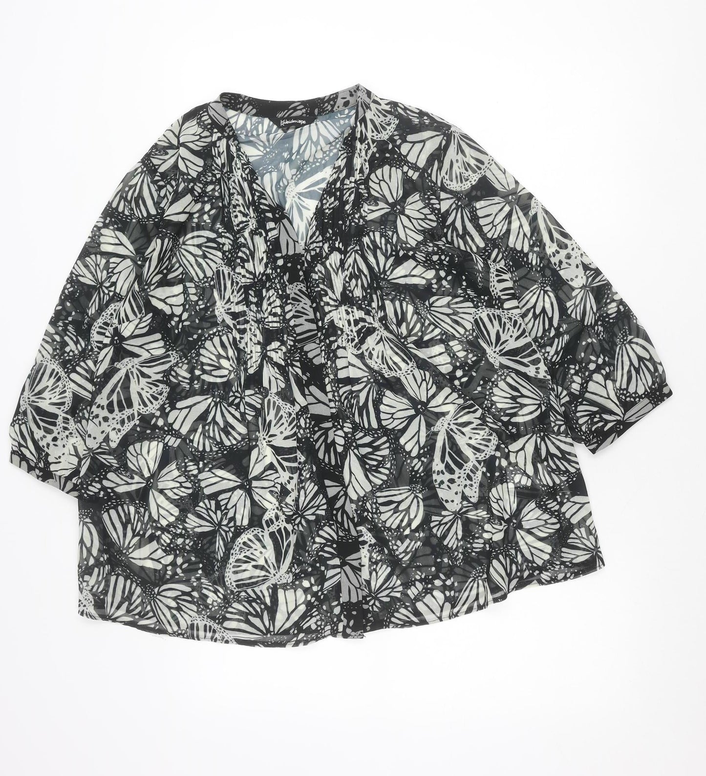 Kaleidoscope Womens Black Butterfly Print Tunic Blouse Size 12