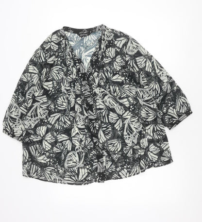 Kaleidoscope Womens Black Butterfly Print Tunic Blouse Size 12