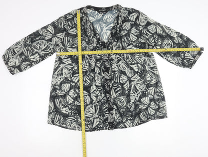 Kaleidoscope Womens Black Butterfly Print Tunic Blouse Size 12
