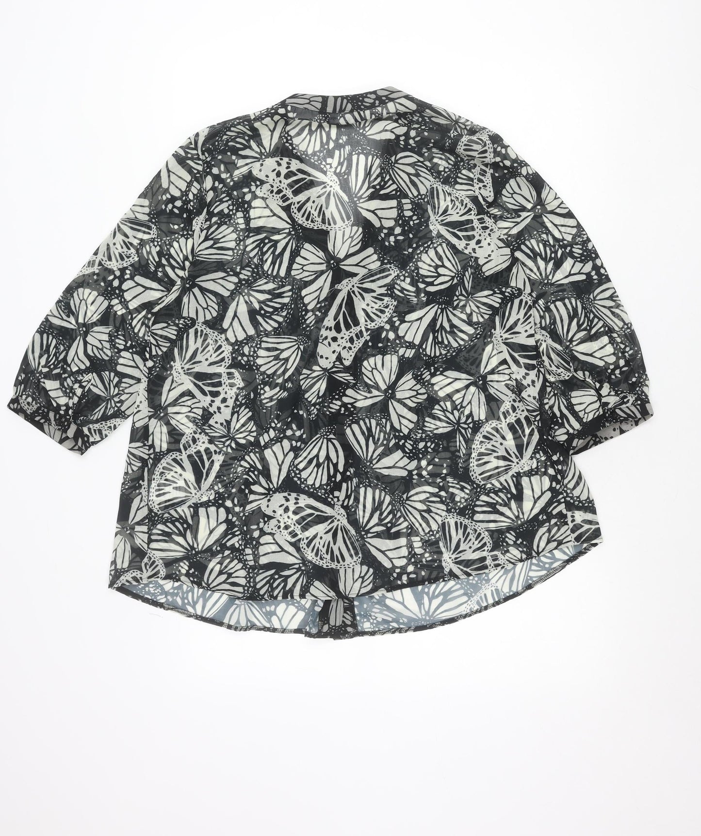 Kaleidoscope Womens Black Butterfly Print Tunic Blouse Size 12