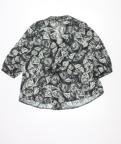 Kaleidoscope Womens Black Butterfly Print Tunic Blouse Size 12