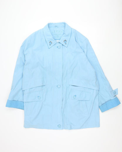 Strak Sportline Women Blue L Basic Jacket Collared Button Pockets