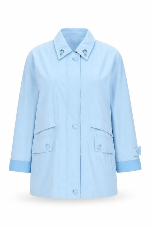 Strak Sportline Women Blue L Basic Jacket Collared Button Pockets