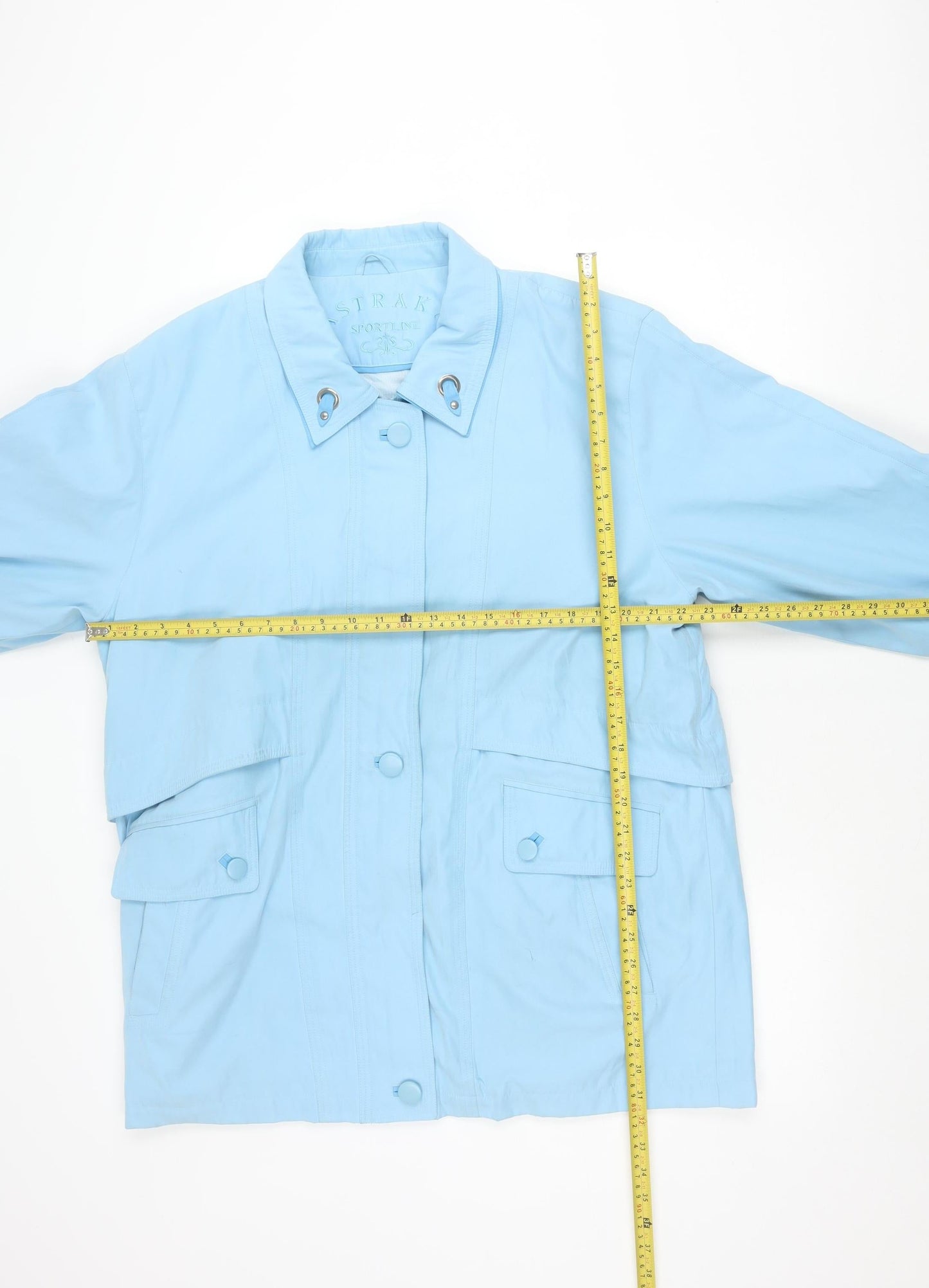 Strak Sportline Women Blue L Basic Jacket Collared Button Pockets