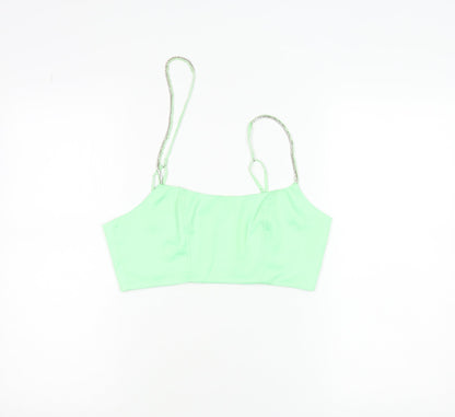 Oh Polly Womens Green Size 10 Cropped Satin Zip Tank Top