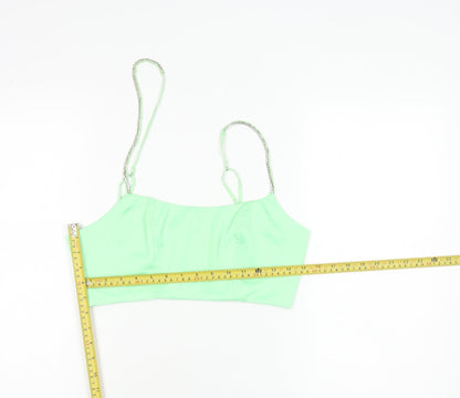 Oh Polly Womens Green Size 10 Cropped Satin Zip Tank Top