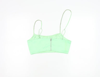 Oh Polly Womens Green Size 10 Cropped Satin Zip Tank Top