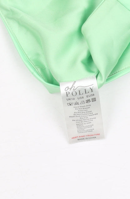 Oh Polly Womens Green Size 10 Cropped Satin Zip Tank Top