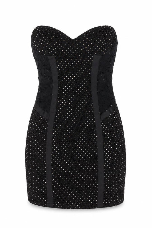 Naanaa Womens Black Strapless Sweetheart Lace Bodycon Dress Size 8