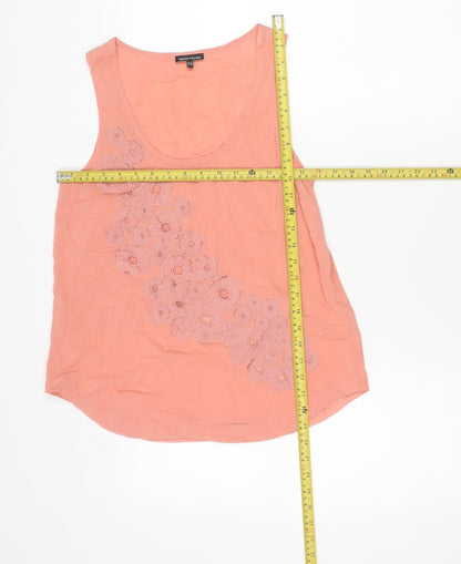 Warehouse Womens Pink Floral Embroidered Tank Top Size 12