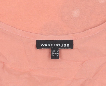Warehouse Womens Pink Floral Embroidered Tank Top Size 12
