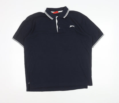 Slazenger Men’s Blue Polo Shirt Size L Regular Fit Short Sleeve