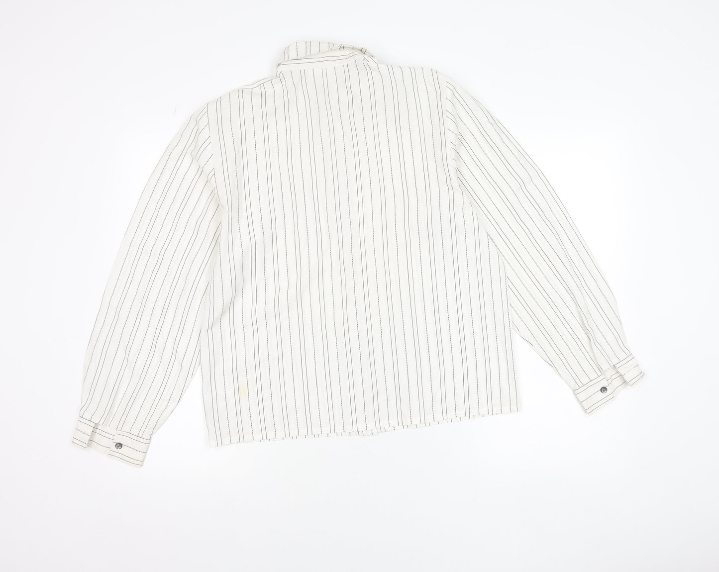 Richards Womens White Striped Button-Up Shirt Size 12 Long Sleeve
