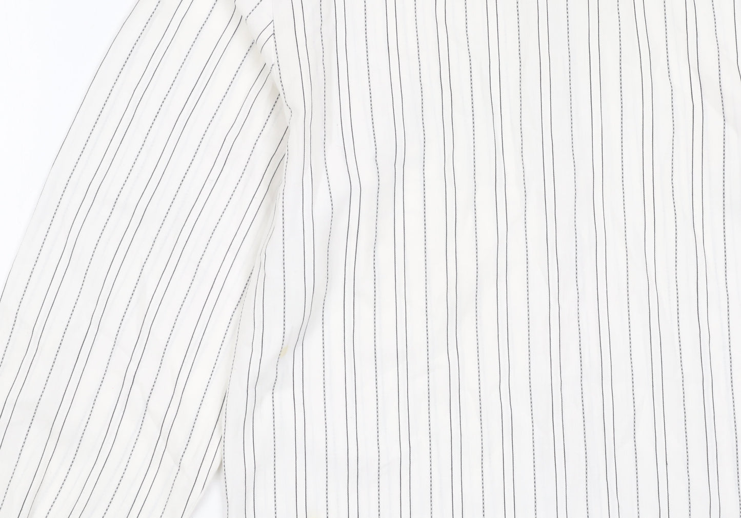Richards Womens White Striped Button-Up Shirt Size 12 Long Sleeve
