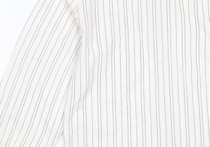 Richards Womens White Striped Button-Up Shirt Size 12 Long Sleeve