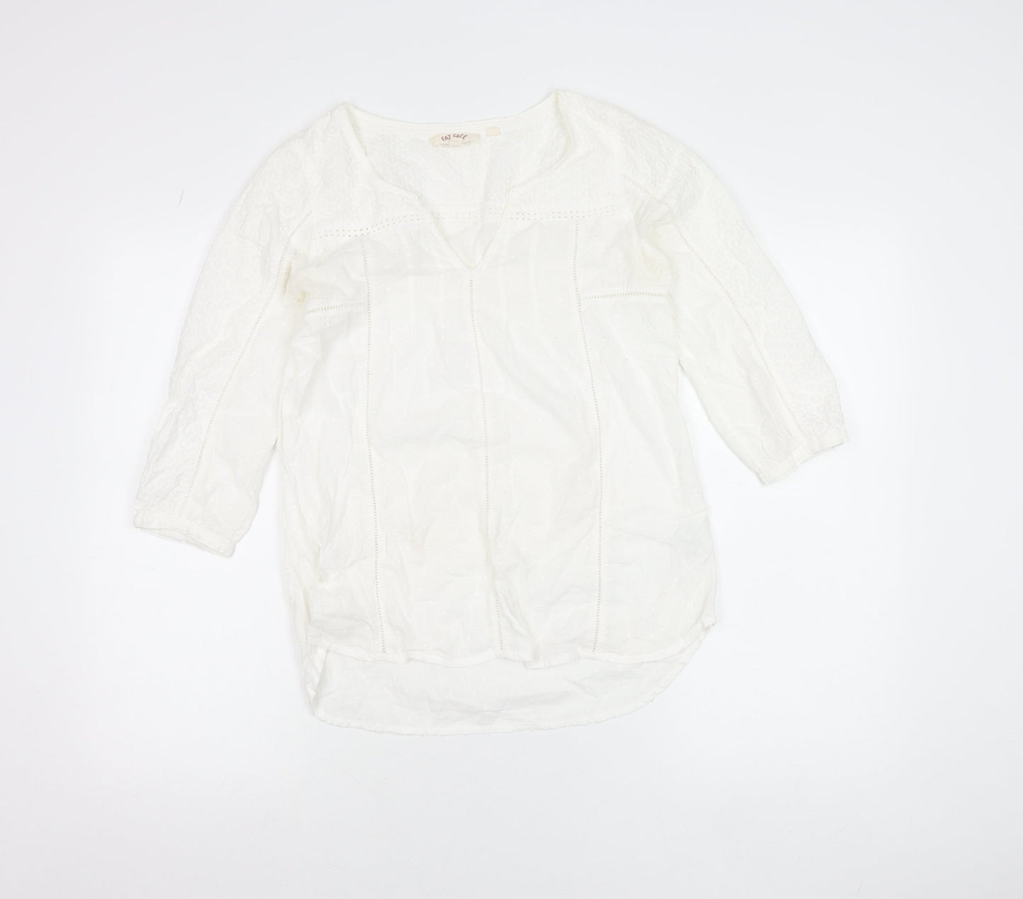 Womens UK Size 6 Fat Face White Tunic Blouse