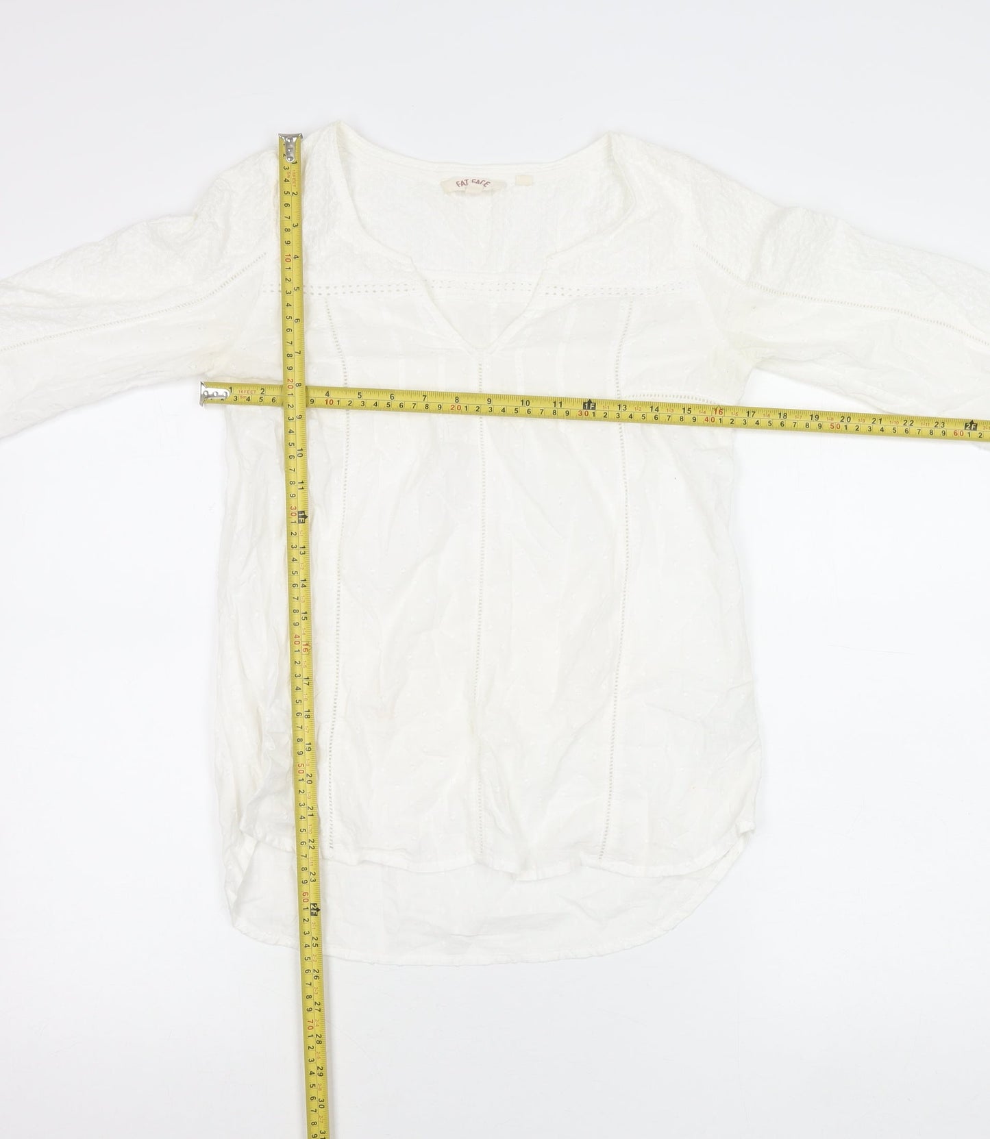 Womens UK Size 6 Fat Face White Tunic Blouse