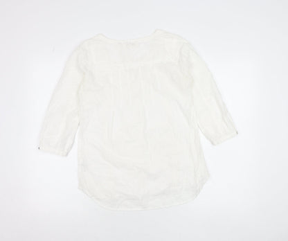 Womens UK Size 6 Fat Face White Tunic Blouse