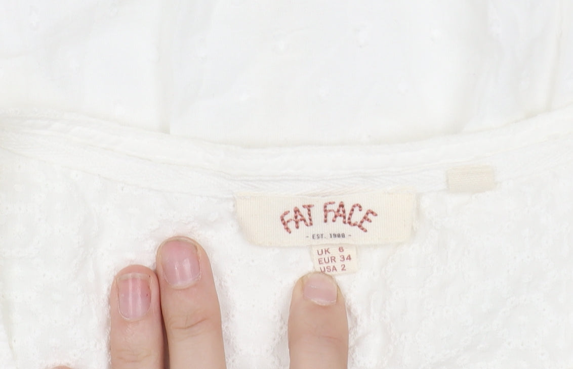 Womens UK Size 6 Fat Face White Tunic Blouse