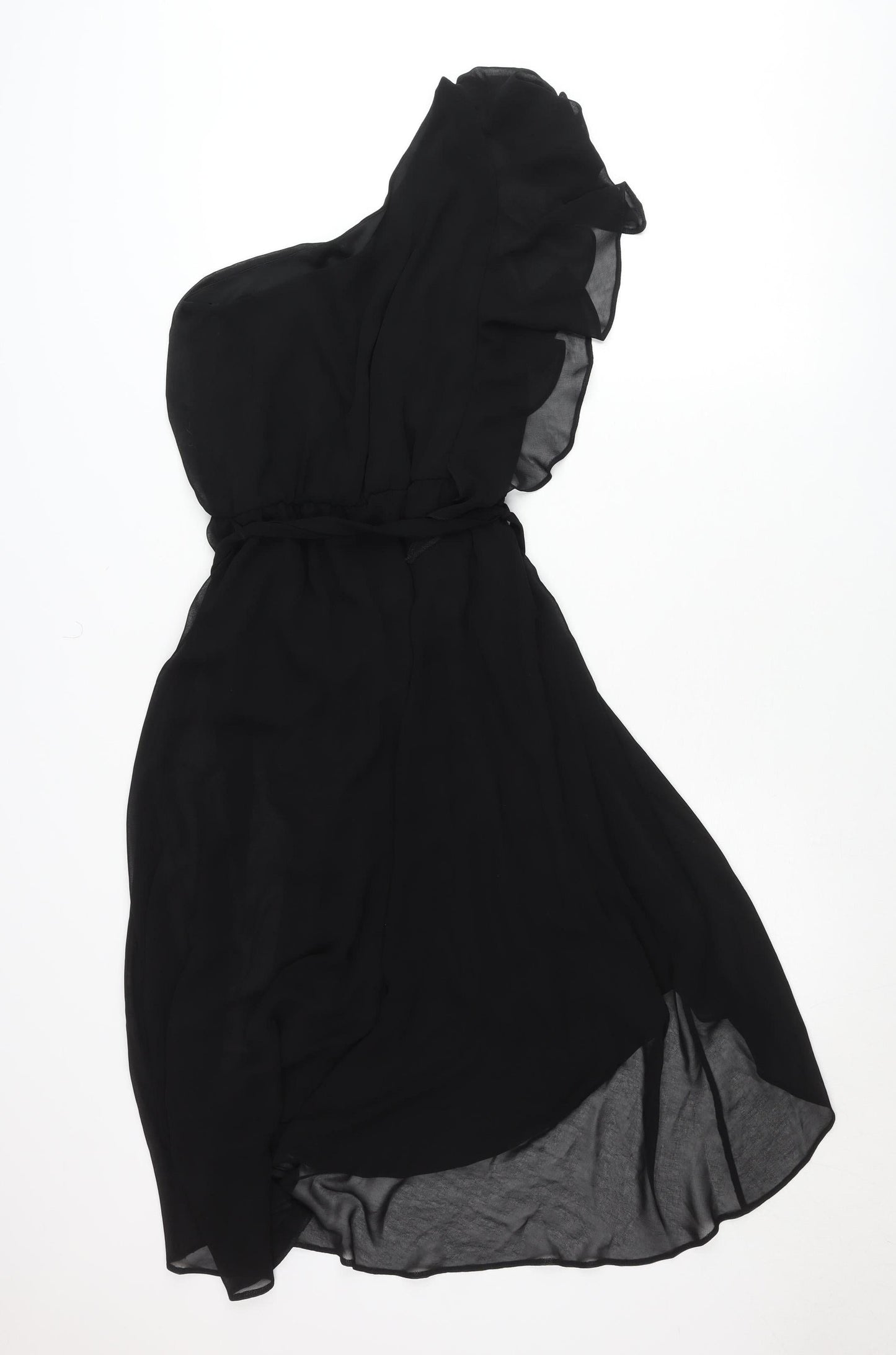 Dorothy Perkins Women’s Black Strapless Hi-Low Chiffon Dress Size 10