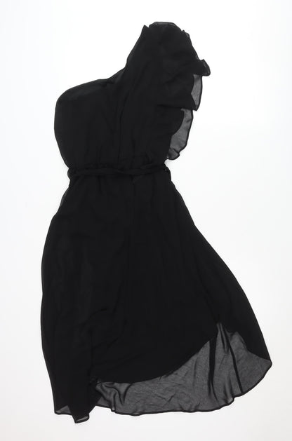 Dorothy Perkins Women’s Black Strapless Hi-Low Chiffon Dress Size 10