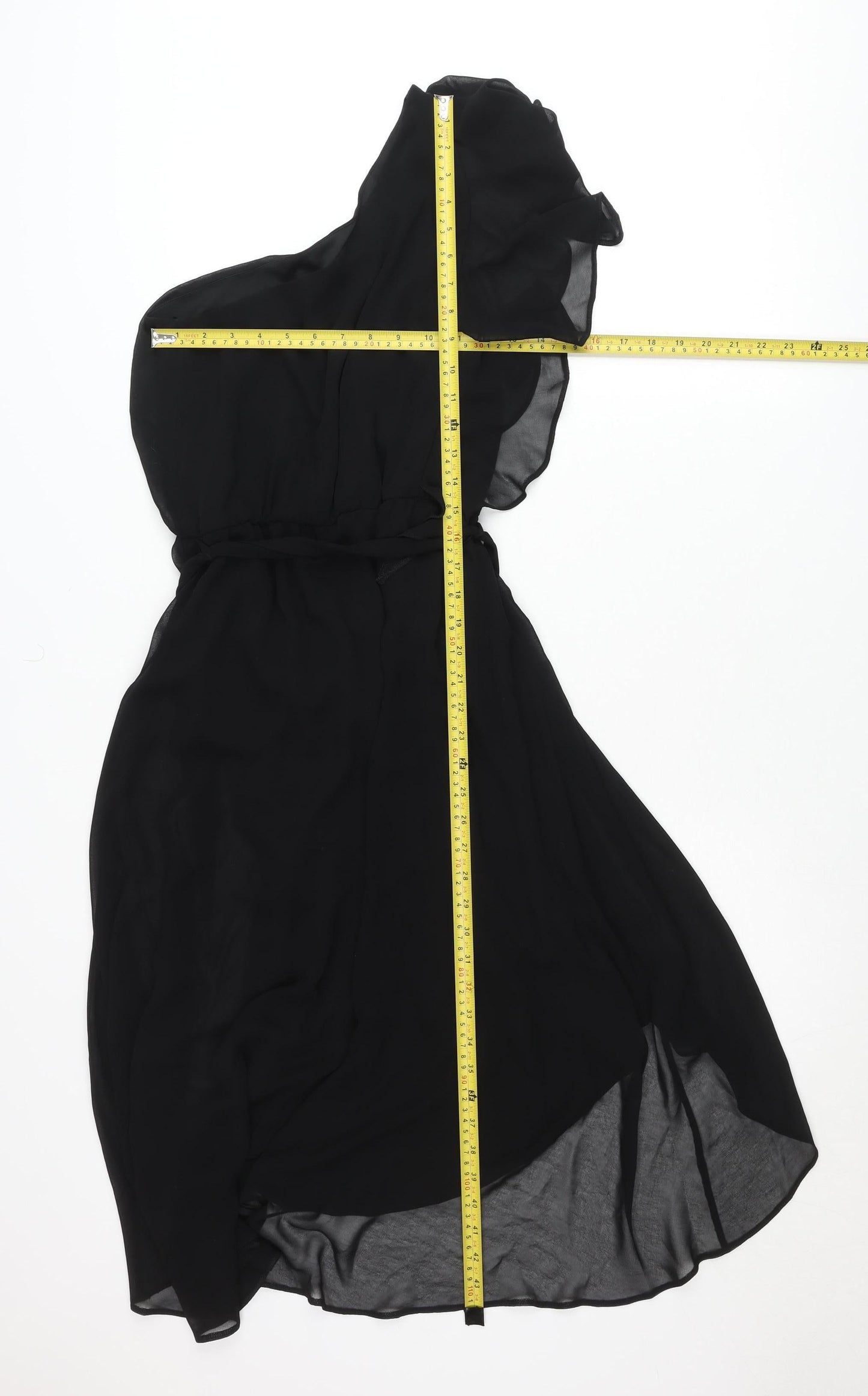 Dorothy Perkins Women’s Black Strapless Hi-Low Chiffon Dress Size 10
