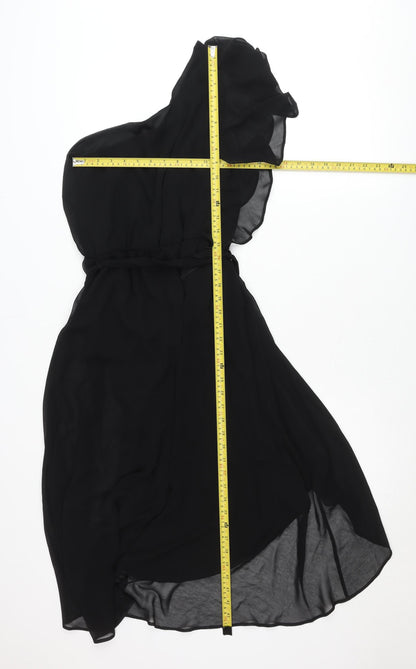 Dorothy Perkins Women’s Black Strapless Hi-Low Chiffon Dress Size 10