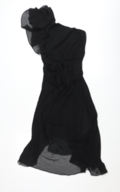 Dorothy Perkins Women’s Black Strapless Hi-Low Chiffon Dress Size 10