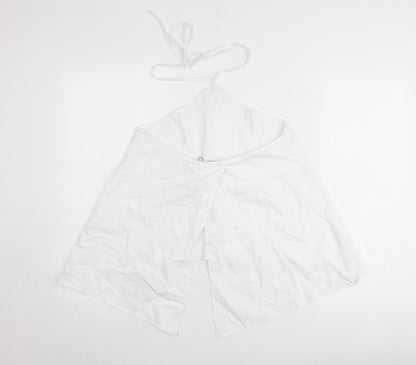 Zara Women White Halter Camisole Tank Top Size S Cotton Summer
