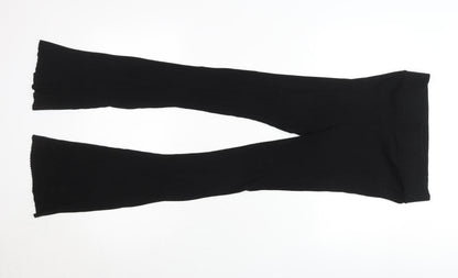 Calé Womens Black Flared Knit Slim Trousers Size M