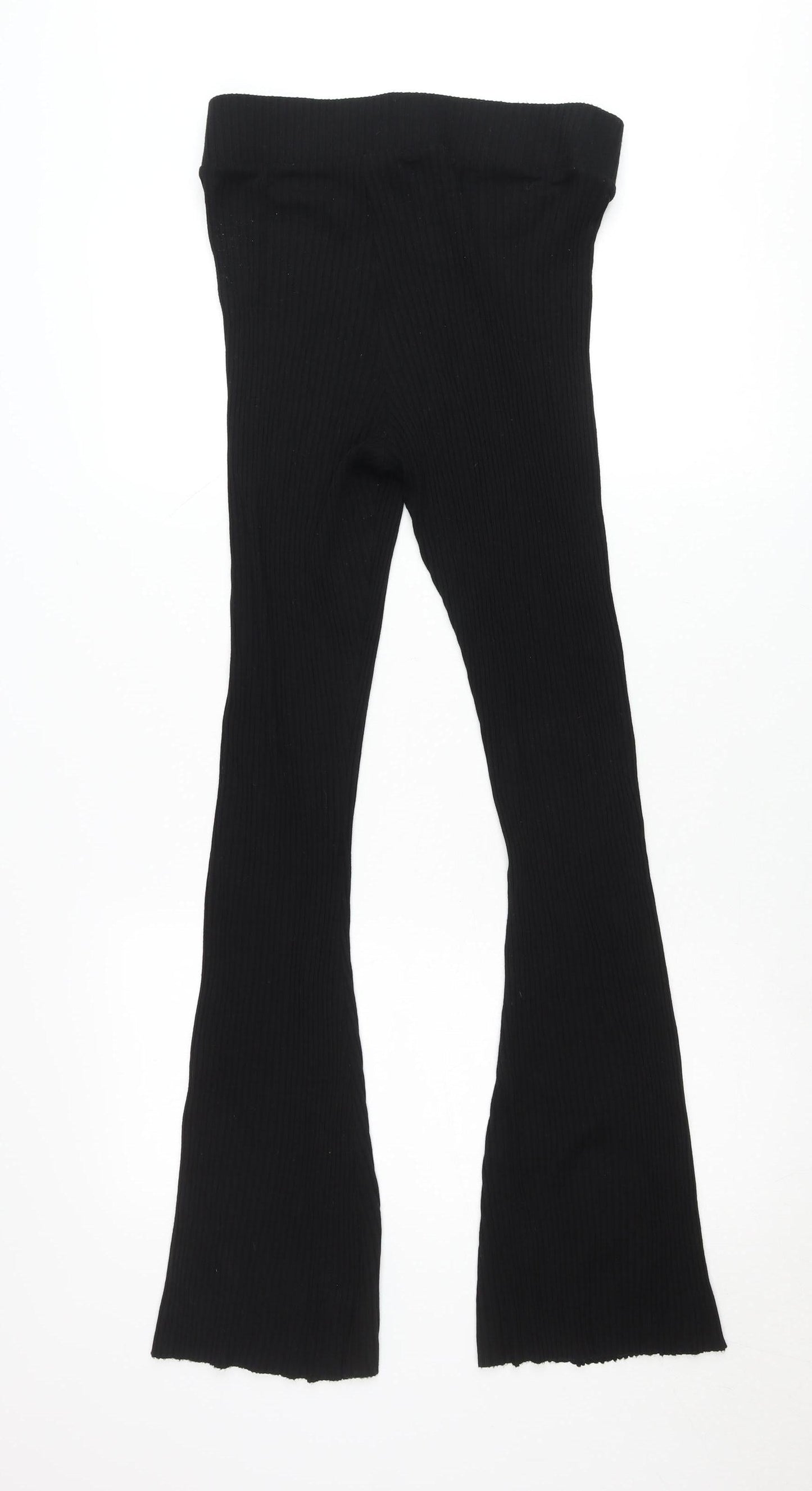 Calé Womens Black Flared Knit Slim Trousers Size M