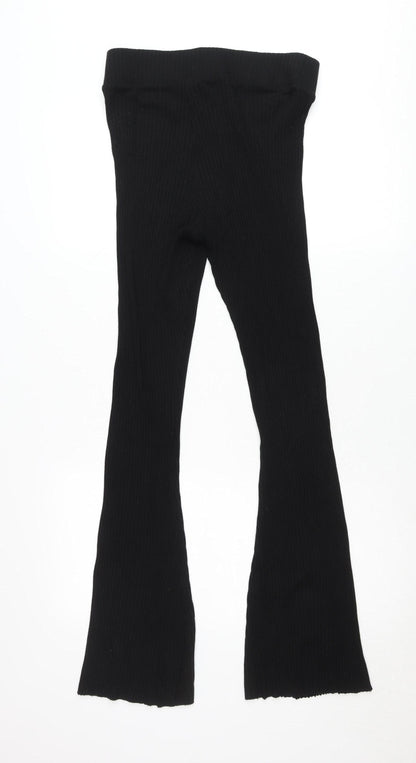 Calé Womens Black Flared Knit Slim Trousers Size M